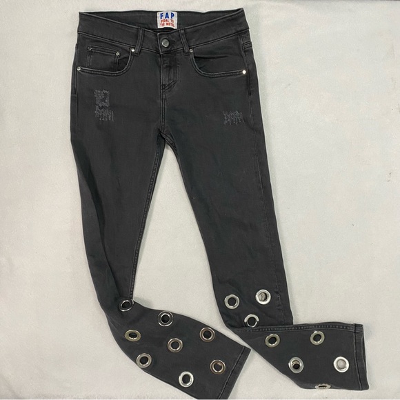 Filles A Papa Black Grommet Jeans 28 - Picture 1 of 10